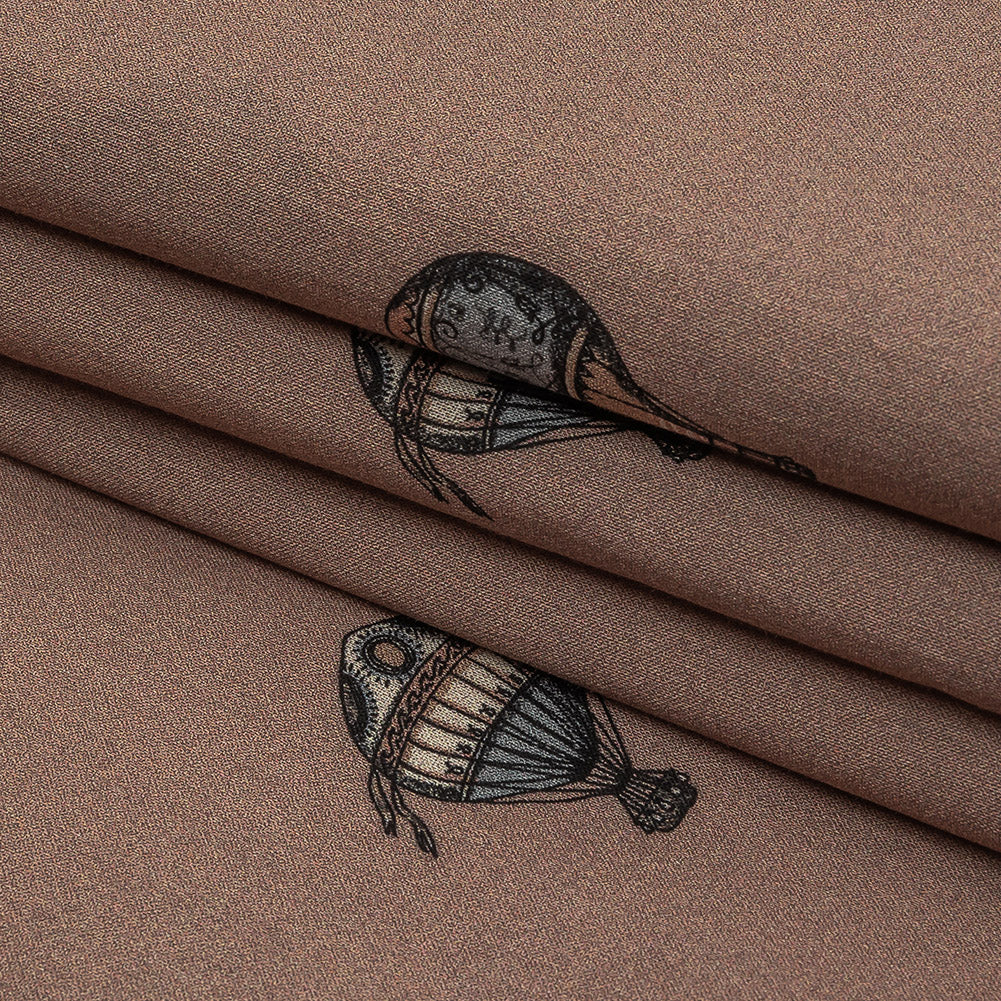 Cotton Voile - Taupe Hot Air Balloons - The Appointment Kept Print - Mood Exclusive Crow Collection Folded