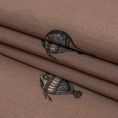 Cotton Voile - Taupe Hot Air Balloons - The Appointment Kept Print - Mood Exclusive Crow Collection Folded