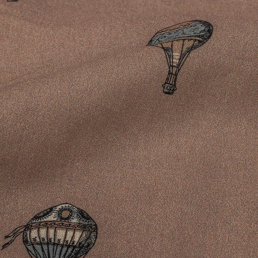 Cotton Voile - Taupe Hot Air Balloons - The Appointment Kept Print - Mood Exclusive Crow Collection Detail