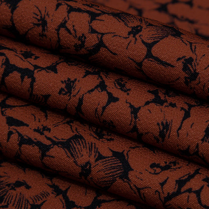 Stretch Polyester Crepe - Rust Floral - Poppy Paradise Print - Mood Exclusive Serengeti Collection