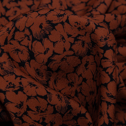 Stretch Polyester Crepe - Rust Floral - Poppy Paradise Print - Mood Exclusive Serengeti Collection