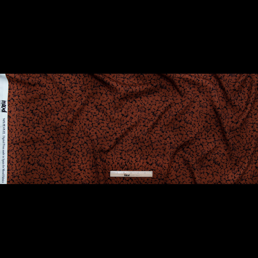 Stretch Polyester Crepe - Rust Floral - Poppy Paradise Print - Mood Exclusive Serengeti Collection - Full
