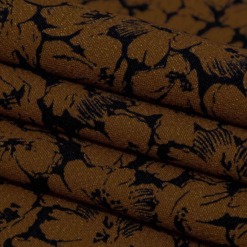Stretch Polyester Crepe - Dijon Floral - Poppy Paradise Print - Mood Exclusive Serengeti Collection - Folded