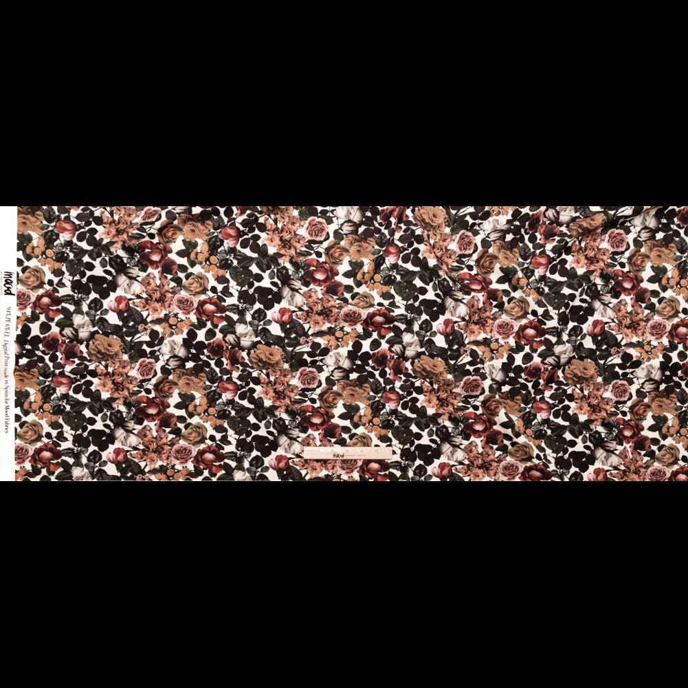 Stretch Polyester Crepe - White and Green Floral - Ethereal Verdure Print - Mood Exclusive Serengeti Collection - Full