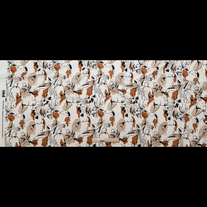Stretch Polyester Crepe - White Figure Lines - Contoured Personage Print - Mood Exclusive Serengeti Collection
