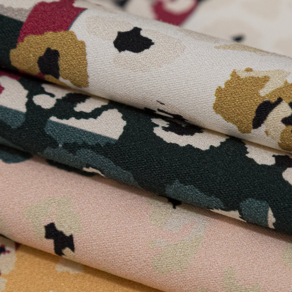 Stretch Cotton Sateen - Pink and Black Spotted Patchwork - Dissonant Disposition Print - Mood Exclusive Serengeti Collection - Folded