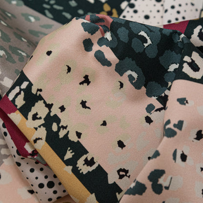 Stretch Cotton Sateen - Pink and Black Spotted Patchwork - Dissonant Disposition Print - Mood Exclusive Serengeti Collection