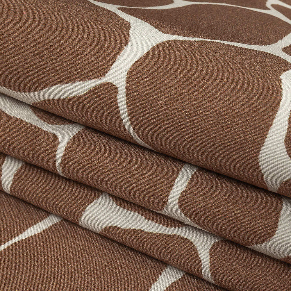 Stretch Cotton Sateen - Brown Giraffe Spots - Amorphous Amalgamation Print - Mood Exclusive Serengeti Collection - Folded