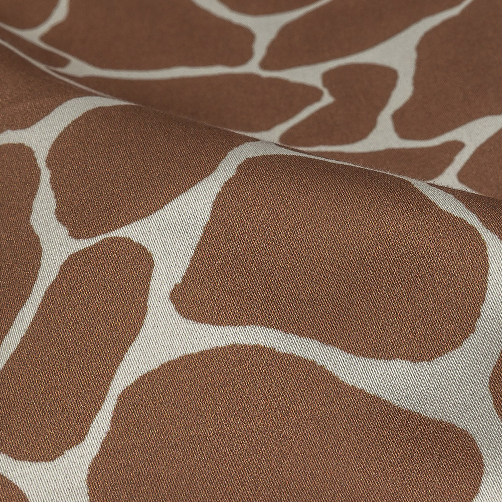 Stretch Cotton Sateen - Brown Giraffe Spots - Amorphous Amalgamation Print - Mood Exclusive Serengeti Collection - Detail