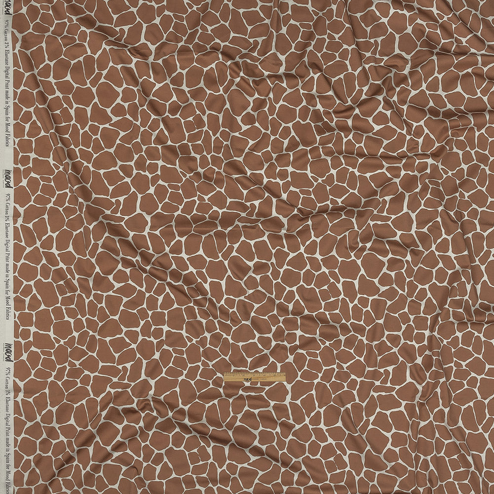Stretch Cotton Sateen - Brown Giraffe Spots - Amorphous Amalgamation Print - Mood Exclusive Serengeti Collection - Full