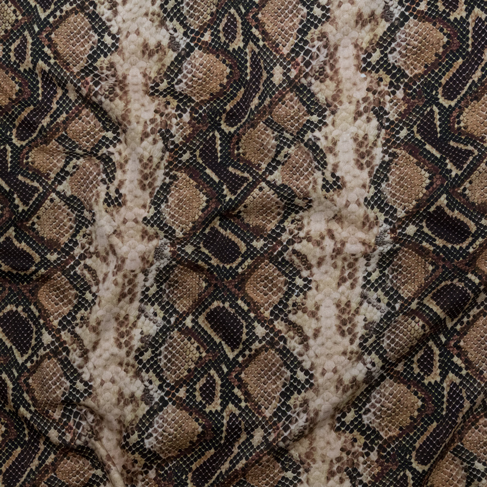 Stretch Cotton Sateen - Black and Beige Snakeskin - Slithering Sophistication Print - Mood Exclusive Serengeti Collection
