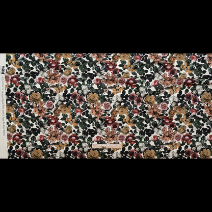 Stretch Cotton Sateen - White and Green Floral - Ethereal Verdure Print - Mood Exclusive Serengeti Collection