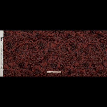 Stretch Cotton Sateen - Brown and Black Floral - Ephemeral Flora Print - Mood Exclusive Serengeti Collection