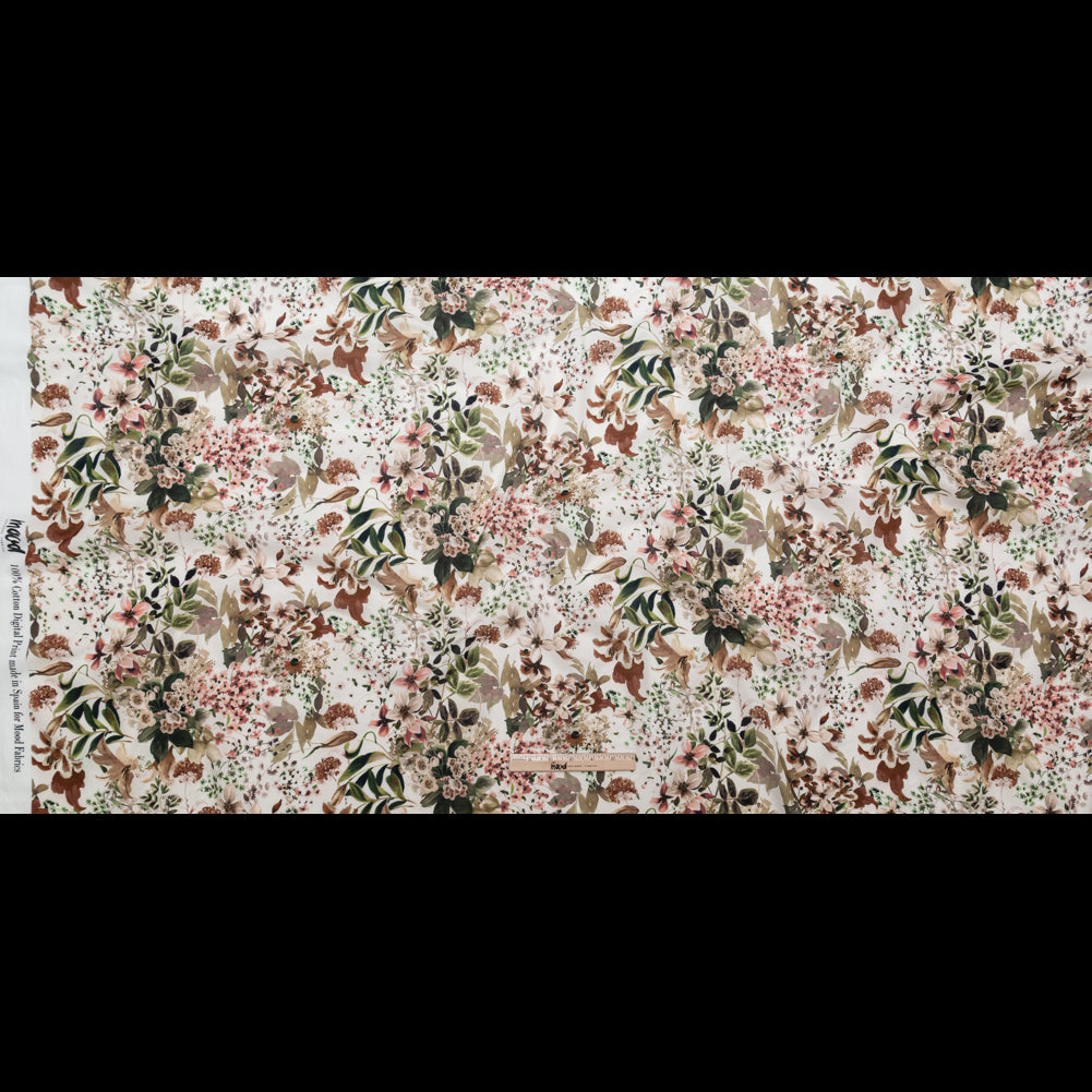 Cotton Voile - White Floral - Botanical Perpetuity Print - Mood Exclusive Serengeti Collection - Full