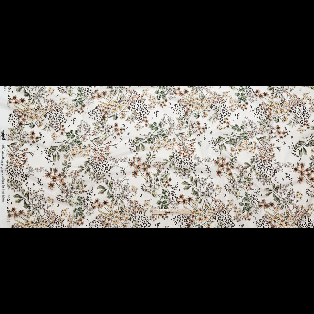 Cotton Voile - White Floral - Blossoms Adrift Print - Mood Exclusive Serengeti Collection - Full