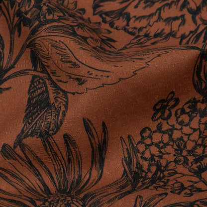 Cotton Voile - Brown and Black Floral - Ephemeral Flora Print - Mood Exclusive Serengeti Collection