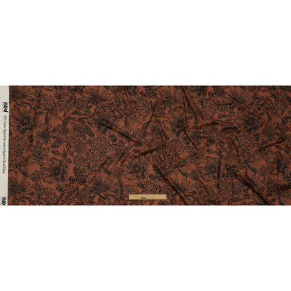 Cotton Voile - Brown and Black Floral - Ephemeral Flora Print - Mood Exclusive Serengeti Collection