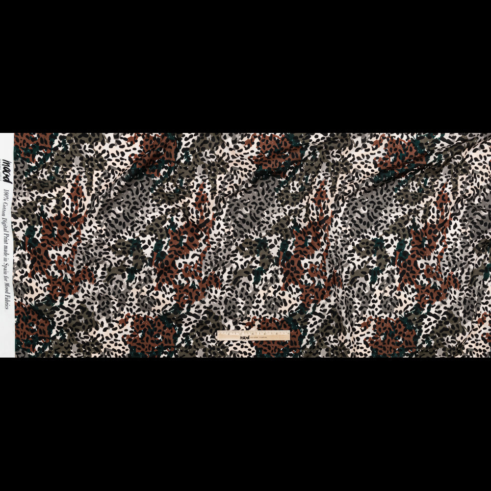 Cotton Voile - Green and Brown Animal Spots - Guerrilla Safari Print - Mood Exclusive Serengeti Collection - Full
