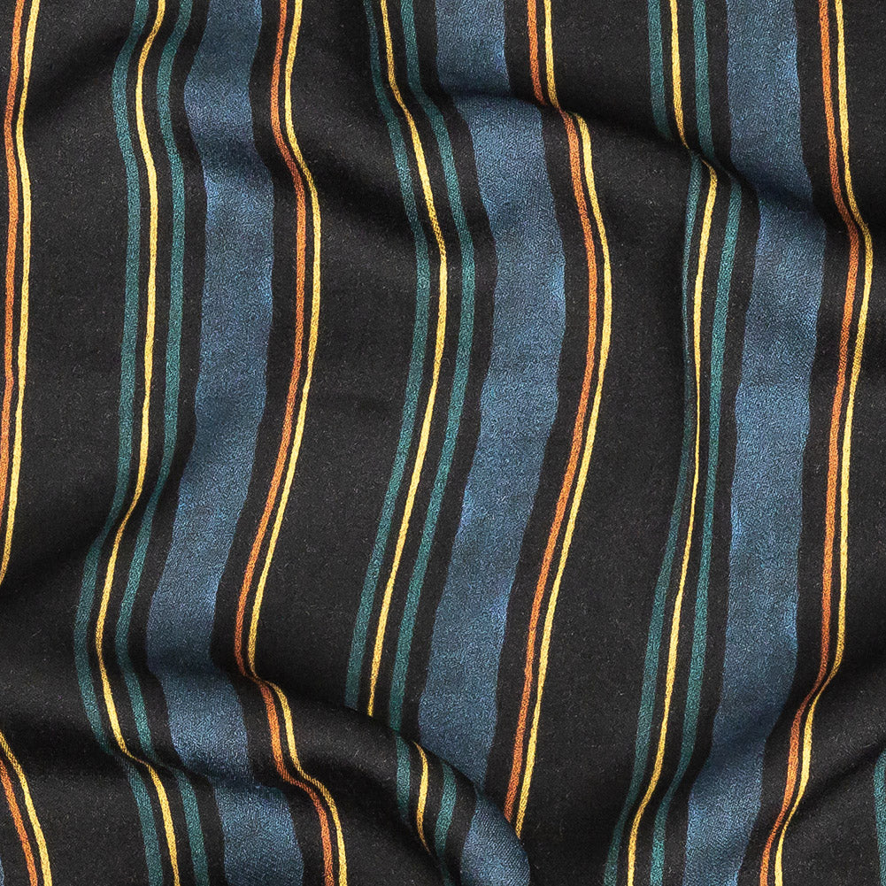 Rayon Challis - Navy and Blue Stripes - Linear Transcendence Print - Mood Exclusive Tumunyana Collection Detail