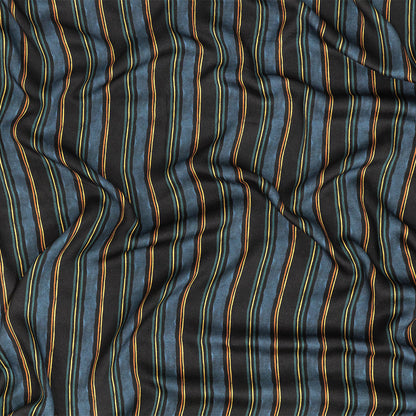 Rayon Challis - Navy and Blue Stripes - Linear Transcendence Print - Mood Exclusive Tumunyana Collection