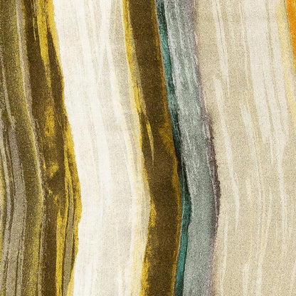 Rayon Challis - Yellow and Royal Blue Painted Stripes - Nilotic Wasteland Print - Mood Exclusive Tumunyana Collection Detail