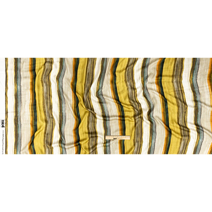 Rayon Challis - Yellow and Royal Blue Painted Stripes - Nilotic Wasteland Print - Mood Exclusive Tumunyana Collection Full