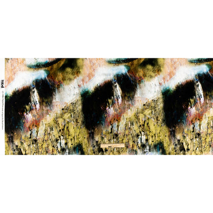 Rayon Challis - Chartreuse and Beige Painterly Abstract - Ethereal Apparition Print - Mood Exclusive Tumunyana Collection Full