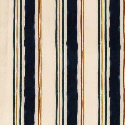 Stretch Cotton Sateen - Natural and Navy Stripes - Linear Transcendence Print - Mood Exclusive Tumunyana Collection