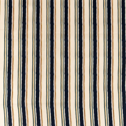 Stretch Cotton Sateen - Natural and Navy Stripes - Linear Transcendence Print - Mood Exclusive Tumunyana Collection