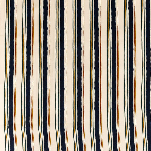 Stretch Cotton Sateen - Natural and Navy Stripes - Linear Transcendence Print - Mood Exclusive Tumunyana Collection