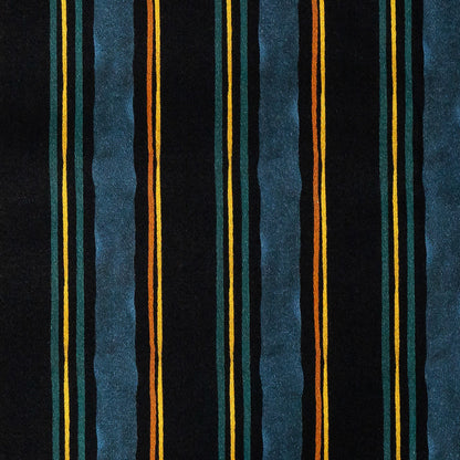 Stretch Cotton Sateen - Navy and Blue Stripes - Linear Transcendence Print - Mood Exclusive Tumunyana Collection