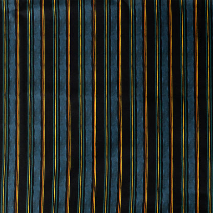 Stretch Cotton Sateen - Navy and Blue Stripes - Linear Transcendence Print - Mood Exclusive Tumunyana Collection