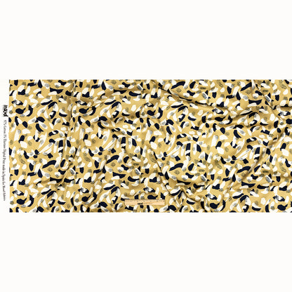 Stretch Cotton Sateen - Yellow, Navy and White Brushstrokes - Nebulous Amalgam Print - Mood Exclusive Tumunyana Collection