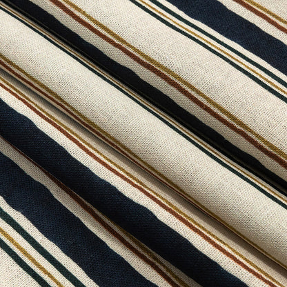 Linen and Rayon Woven - Natural and Navy Stripes - Linear Transcendence Print - Mood Exclusive Tumunyana Collection