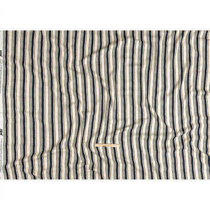 Linen and Rayon Woven - Natural and Navy Stripes - Linear Transcendence Print - Mood Exclusive Tumunyana Collection