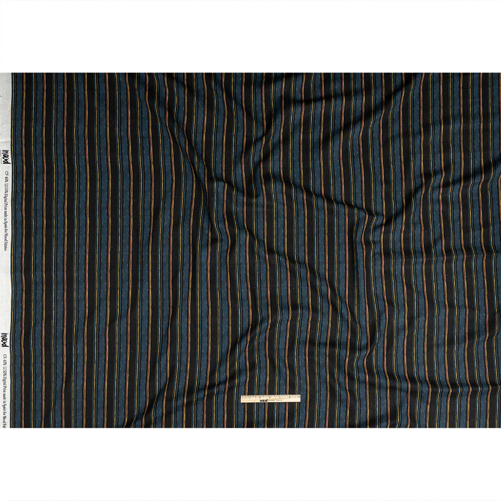Linen and Rayon Woven - Navy and Blue Stripes - Linear Transcendence Print - Mood Exclusive Tumunyana Collection - Full
