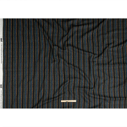 Linen and Rayon Woven - Navy and Blue Stripes - Linear Transcendence Print - Mood Exclusive Tumunyana Collection