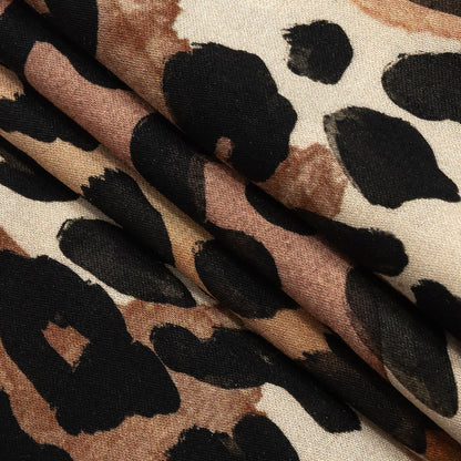 Rayon Challis - Beige and Black Leopard Spots - Animato Print - Mood Exclusive Viso Collection