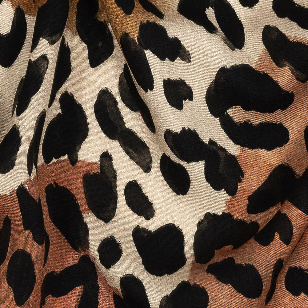 Rayon Challis - Beige and Black Leopard Spots - Animato Print - Mood Exclusive Viso Collection - Detail
