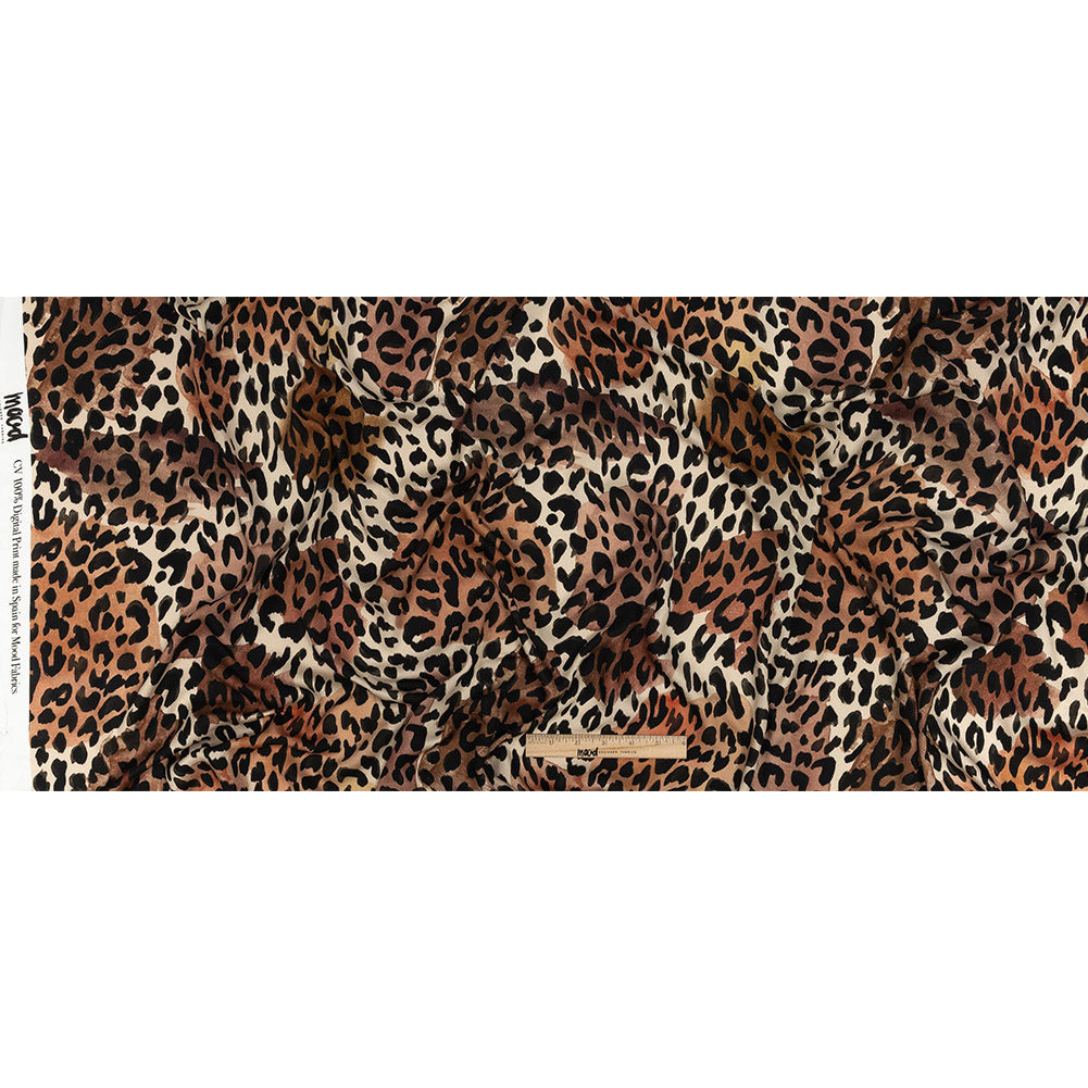 Rayon Challis - Beige and Black Leopard Spots - Animato Print - Mood Exclusive Viso Collection - Full