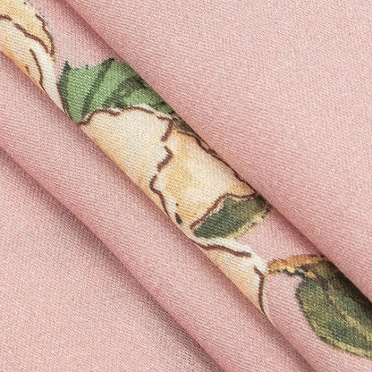 Rayon Challis - Pink and Yellow Roses - Grazie Print - Mood Exclusive Viso Collection