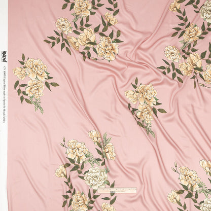 Rayon Challis - Pink and Yellow Roses - Grazie Print - Mood Exclusive Viso Collection