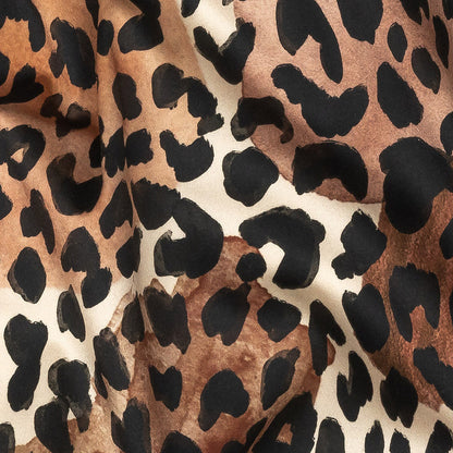 Stretch Cotton Sateen - Beige and Black Leopard Spots - Animato Print - Mood Exclusive Viso Collection Detail