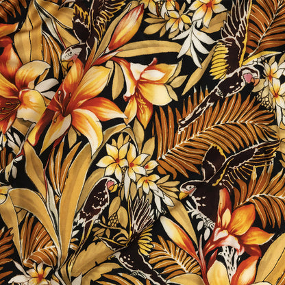 Stretch Cotton Sateen - Black and Gold Floral - Chiaroscuro Print - Mood Exclusive Viso Collection