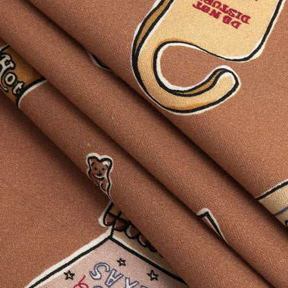 Stretch Cotton Sateen - Rosy Pink Object Icons - La Sera Print - Mood Exclusive Viso Collection Folded