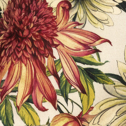 Stretch Cotton Sateen - Cream, Red and Yellow Floral - Sogni d'Oro Print - Mood Exclusive Viso Collection Detail