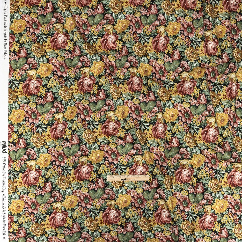 Stretch Cotton Sateen - Yellow, Pink and Green Floral - Tappezzeria Print - Mood Exclusive Viso Collection Full