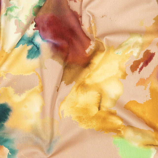 Stretch Cotton Sateen - Rainbow Painterly Abstract - Fresco Print - Mood Exclusive Viso Collection