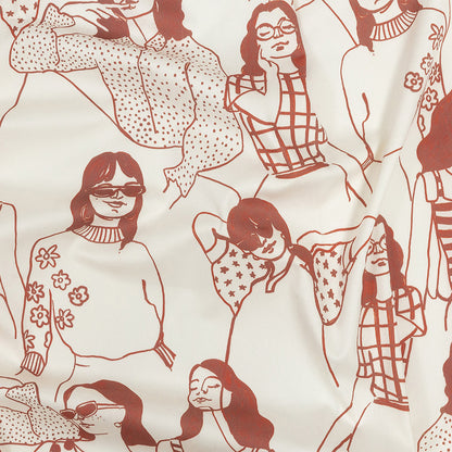 Stretch Cotton Sateen - Pink and White Women - Cameo Print - Mood Exclusive Viso Collection