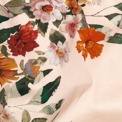 Stretch Cotton Sateen - Pink and Multicolor Floral Border - Adagio Print - Mood Exclusive Viso Collection Detail
